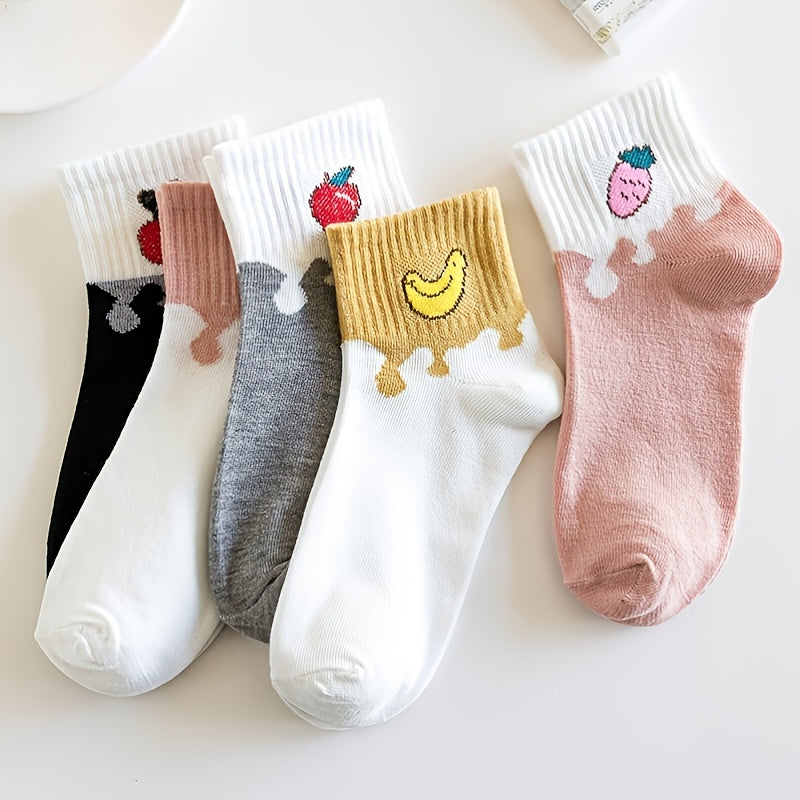 Cartoon Fruit Socks College Style Women's Stockings