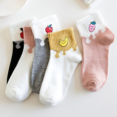 Cartoon Fruit Socks College Style Women's Stockings