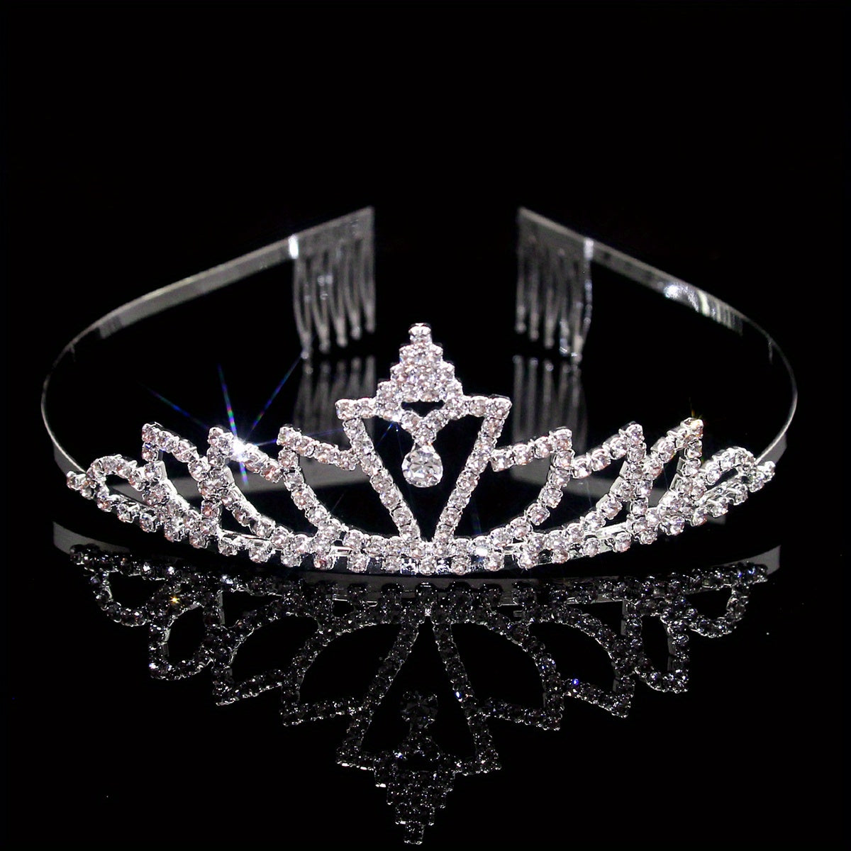 Rhinestone Headband Queen Crown Tiara Head Jewelry Bridal Wedding Hair Access