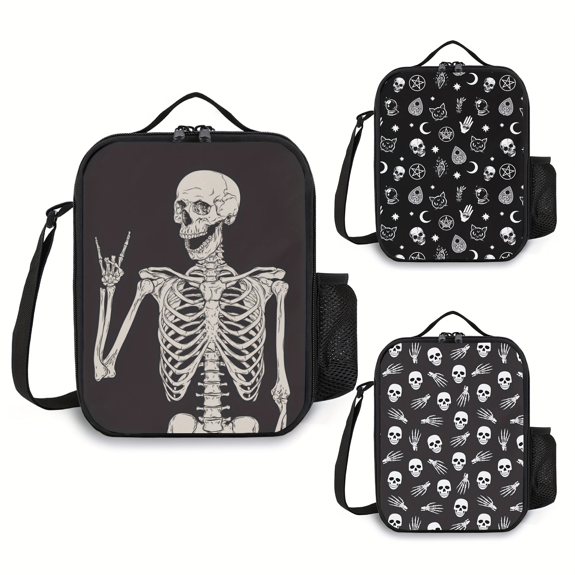 Funny Skeleton Insulated Lunch Bag Ice Pack Waterproof Picnic Bag