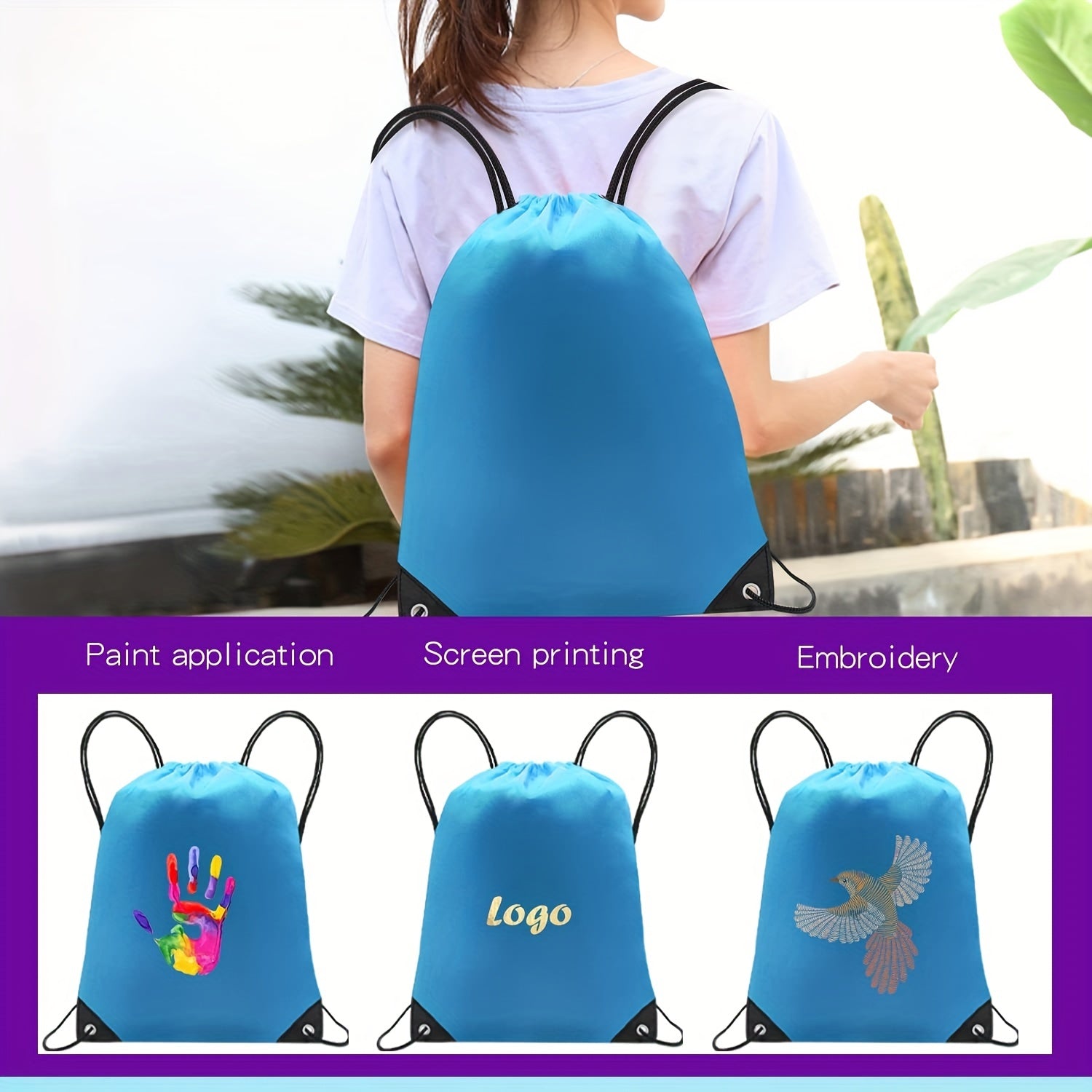 Unisex Drawstring Backpack Sports Storage Bags For Gym & Outdoor Activities
