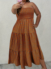 Boho Dress Women's Plus Allover Print Smock Tube Dress