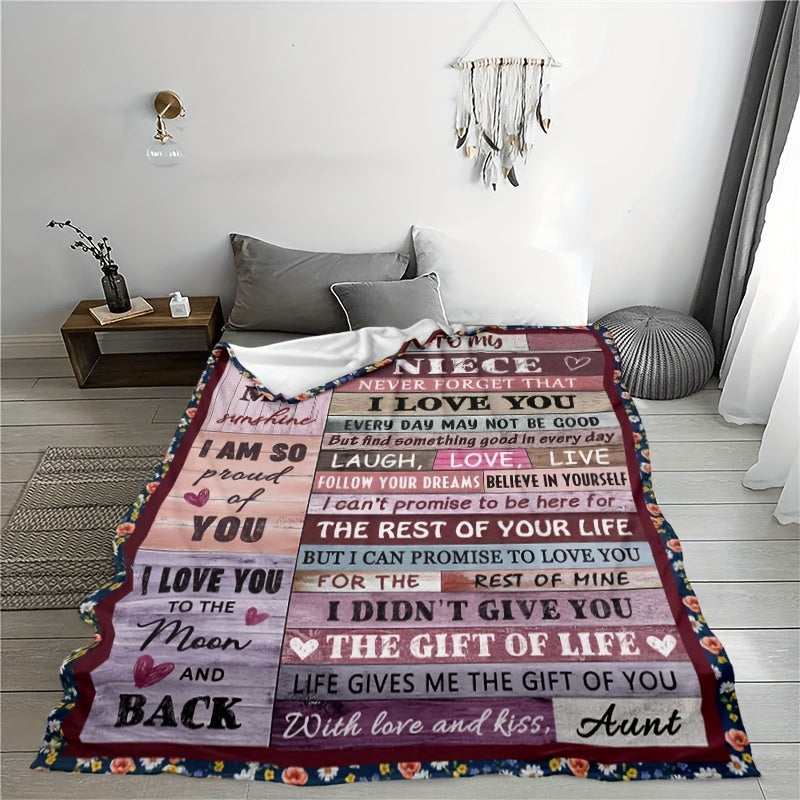 Soft & Warm Envelope Print Blanket for Niece from Aunt - Perfect for Couch Sofa