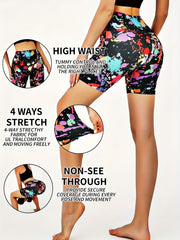 Colorful Print High Waist Biker Shorts for Women