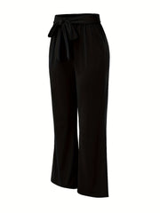 Casual Flared Leg Bow Tie Pants