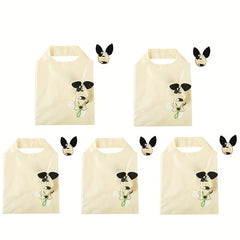 5pcs Reusable Grocery Bags Foldable Tote Bag Nylon Shopping Large Capacity