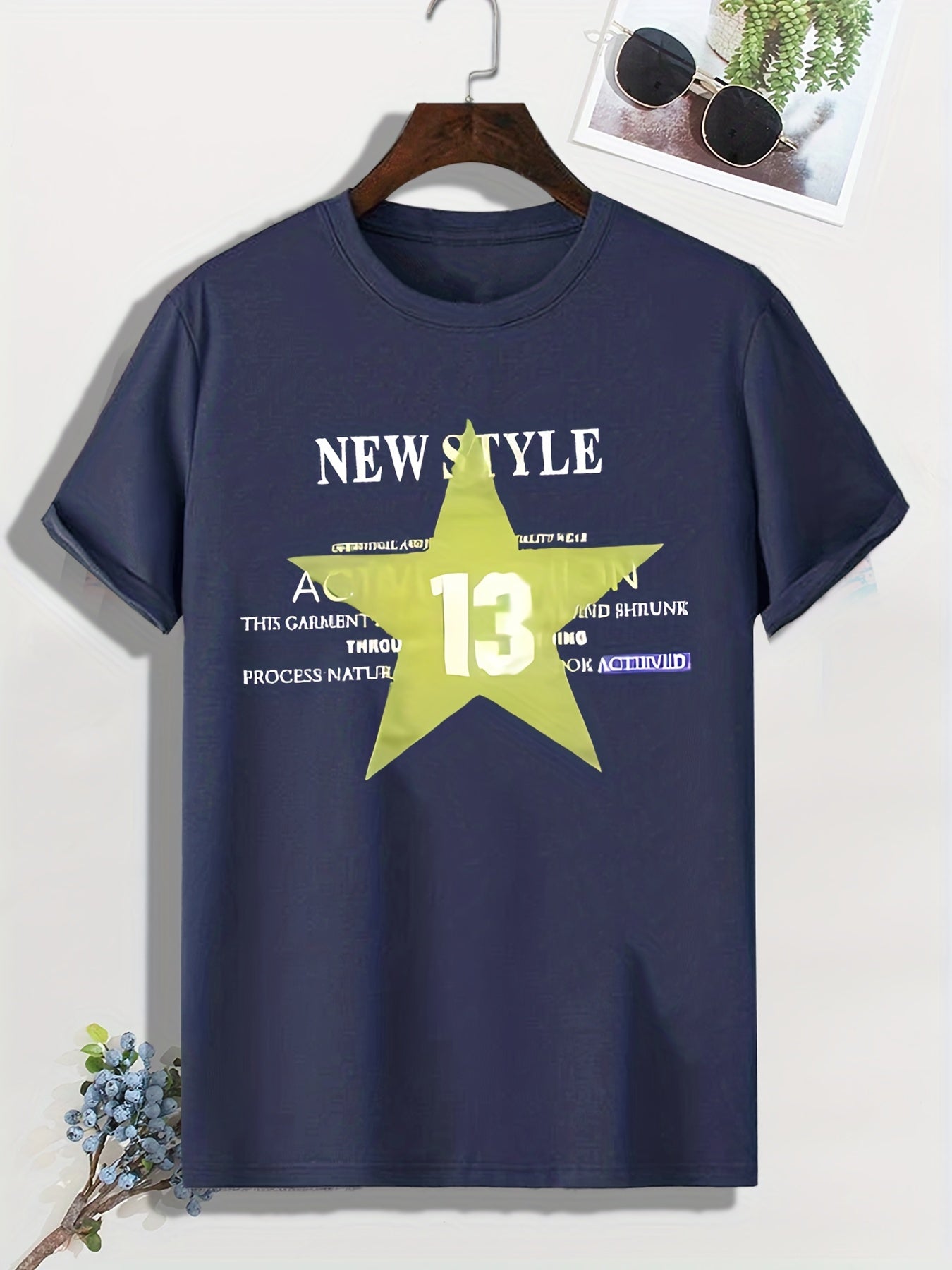 Men's Star & 13 Print T-shirt - Active & Stretchy - Outdoor Tee
