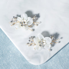 Fabric Flower Rhinestone Shoe Buckles for Women