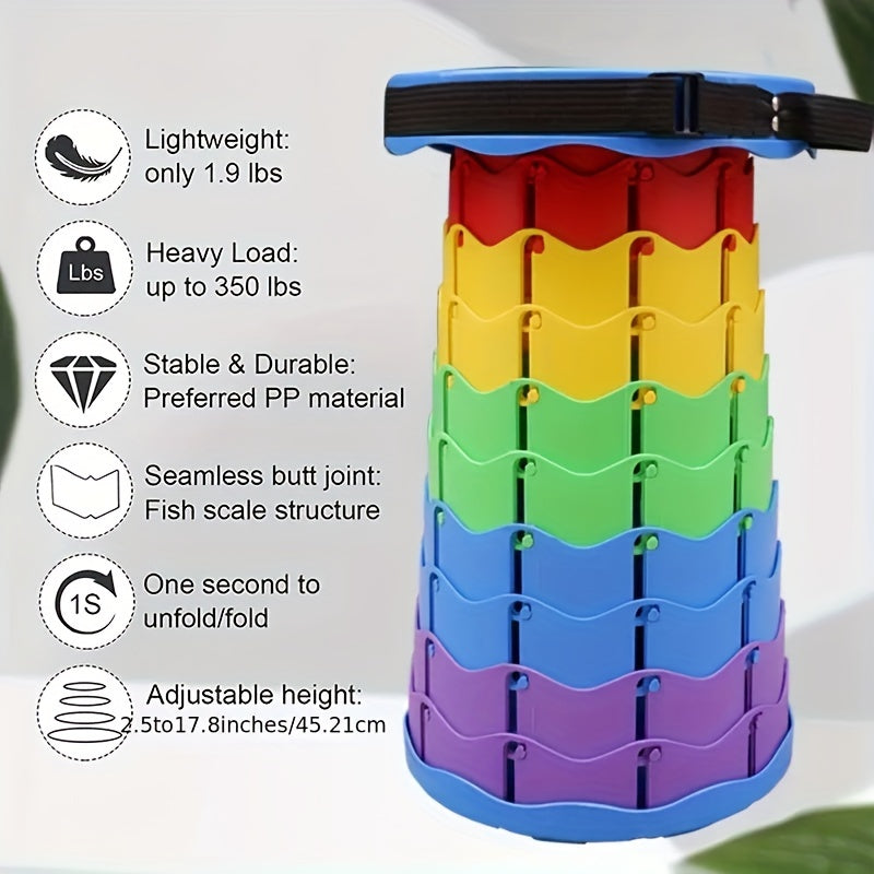 Ultralight Telescopic Stool for Camping & Fishing, Supports Up To 550lbs