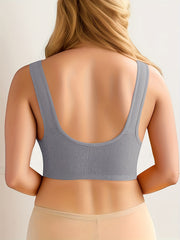 3pcs Front Buckle Wireless Bras, Comfy & Breathable Women's Lingerie