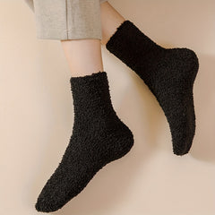 3 Pairs Fuzzy Mid Tube Socks Women's Stockings