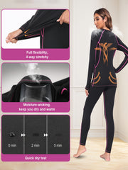 Women's Thermal Underwear Set Crew Neck Tops & Pants