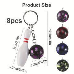 8pcs Mini Bowling Keychain Bowling Key Pendant For Party Classroom Birthday Gift