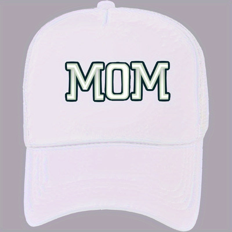 Mom Printed Trucker Hat Casual Mesh Baseball Cap Adjustable Sunscreen Dad Hats