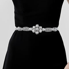 Crystal Rhinestone Bridal Belt with Organza Ribbon