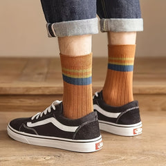 Men's Casual Striped Socks Deodorant Breathable Crew Socks