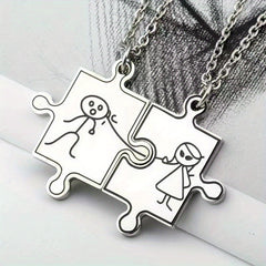 He And She Puzzle Pendant Necklace - Friends Gift