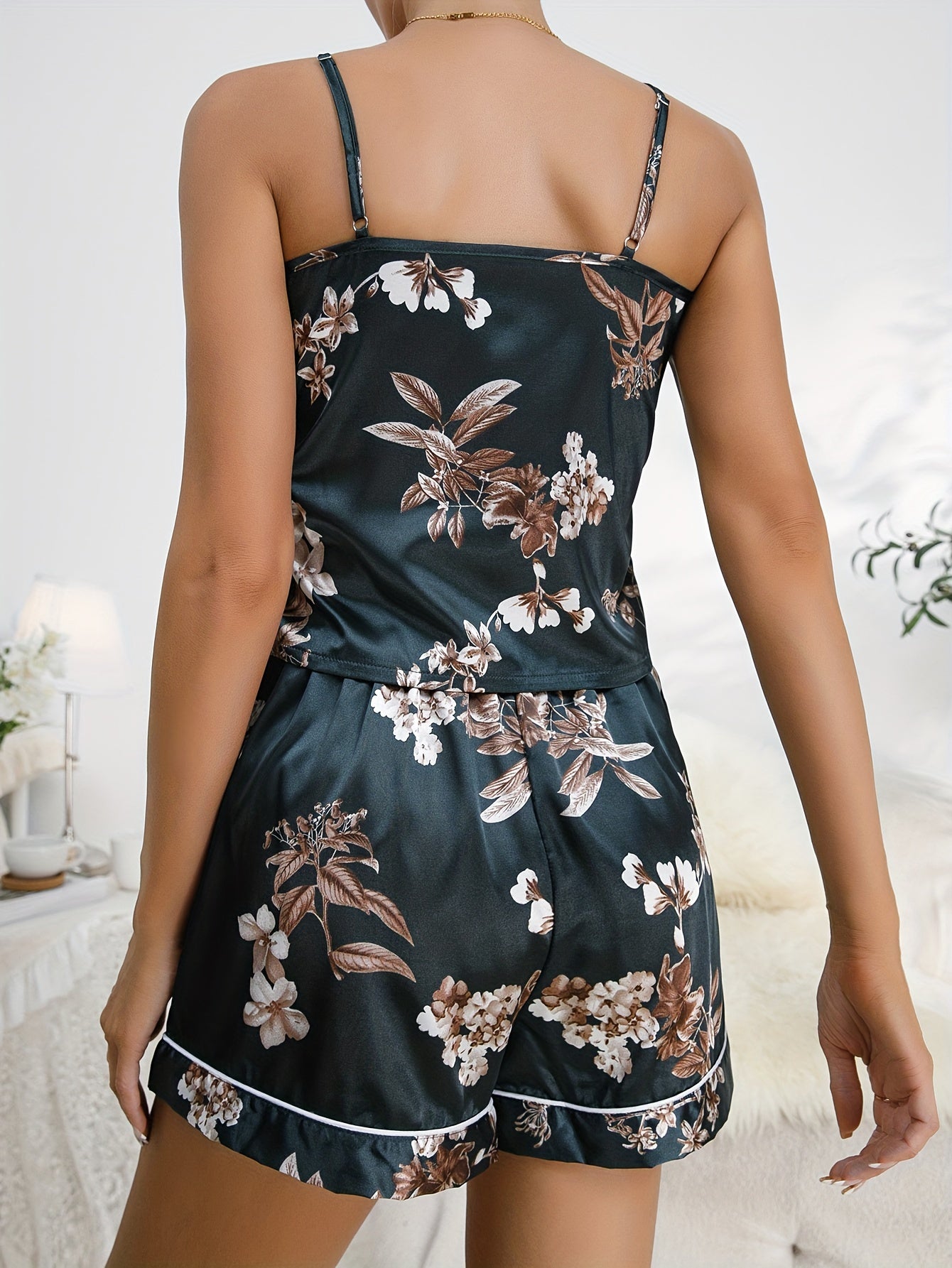 Floral Print Pajama Set Cami Top & Shorts Sleepwear