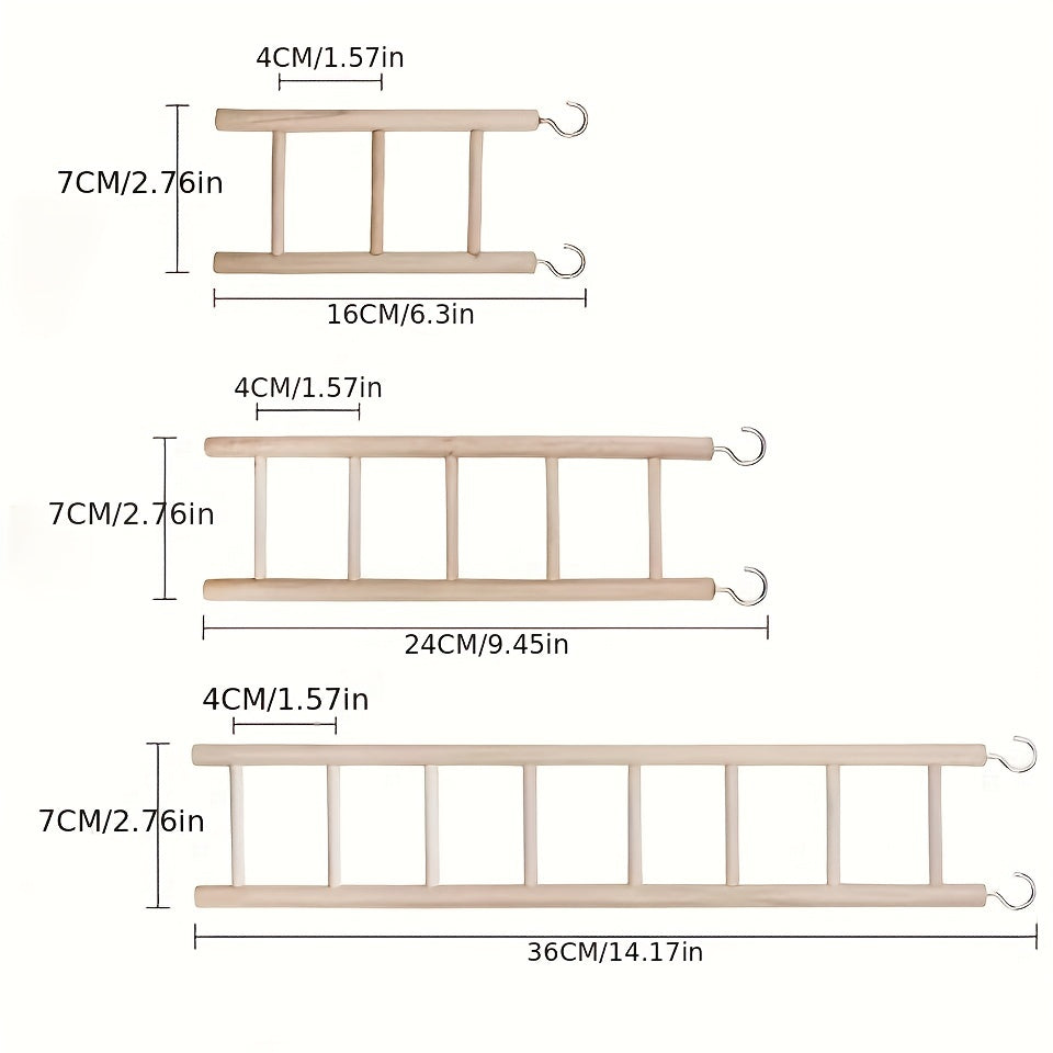 Wooden Parrot Toy Stand with Hamster Ladder