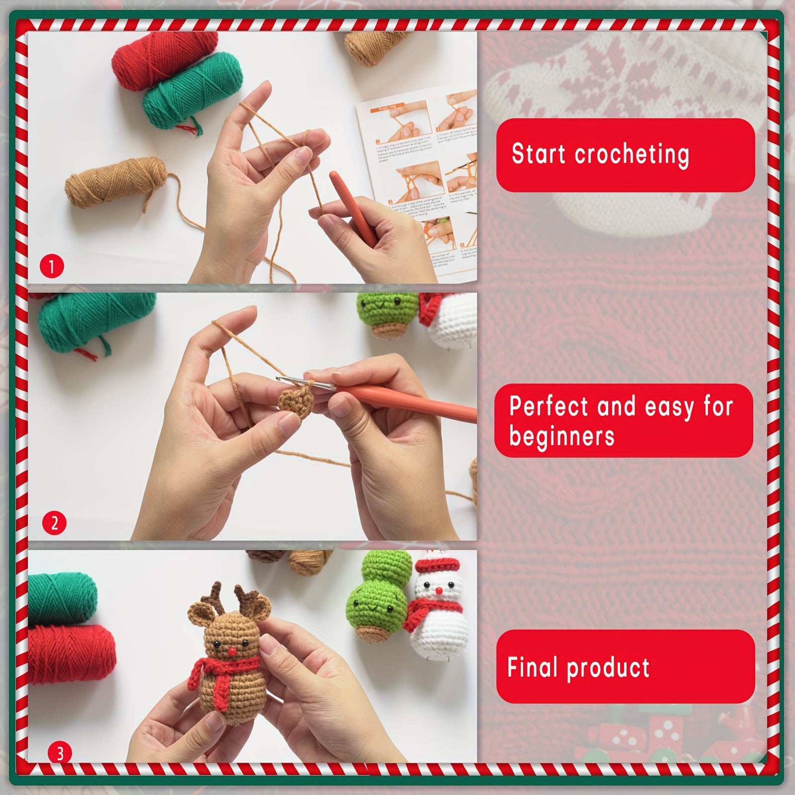 Crochet Material Bag Christmas Snowman Deer DIY Decoration Christmas Gift