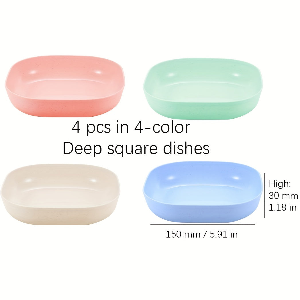 4pcs Shell Conch Square Dishes Small Food Plates for Camping