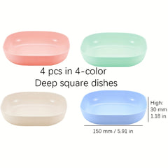 4pcs Shell Conch Square Dishes Small Food Plates for Camping