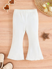 Toddler Baby Girl's Flared Pants 3pcs Outfit Ribbed Knit Leggings