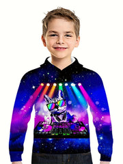 DJ Player Kitten 3D Print Hoodies Kids Street Wear