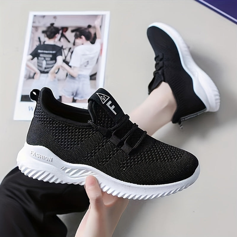 Women's Knit Sports Shoes Lace Up Low Top Running Shoes
