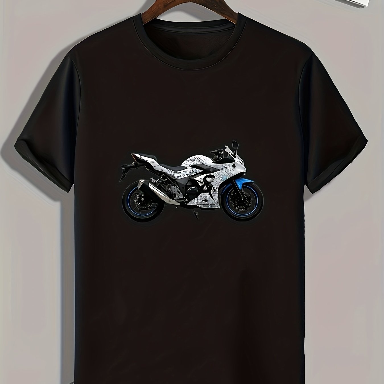Motorcycle Pattern Print Men's Sports T-shirt Graphic Tee
