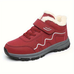 Plush Lined Thermal Furry Snow Boots Wear Resistance Non Slip Hiking Shoes