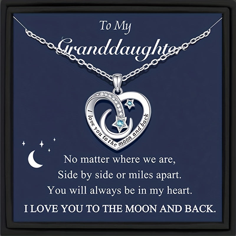Heart Star Moon Copper Zircon Pendant Necklace With Meaningful Message Card