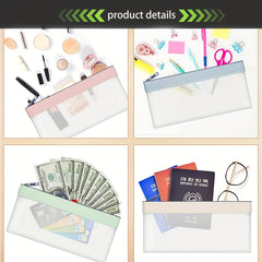 Money Bags With Zipper Cash Envelopes 18.49 X 9.98 Cm Clear Bank Deposit Bags
