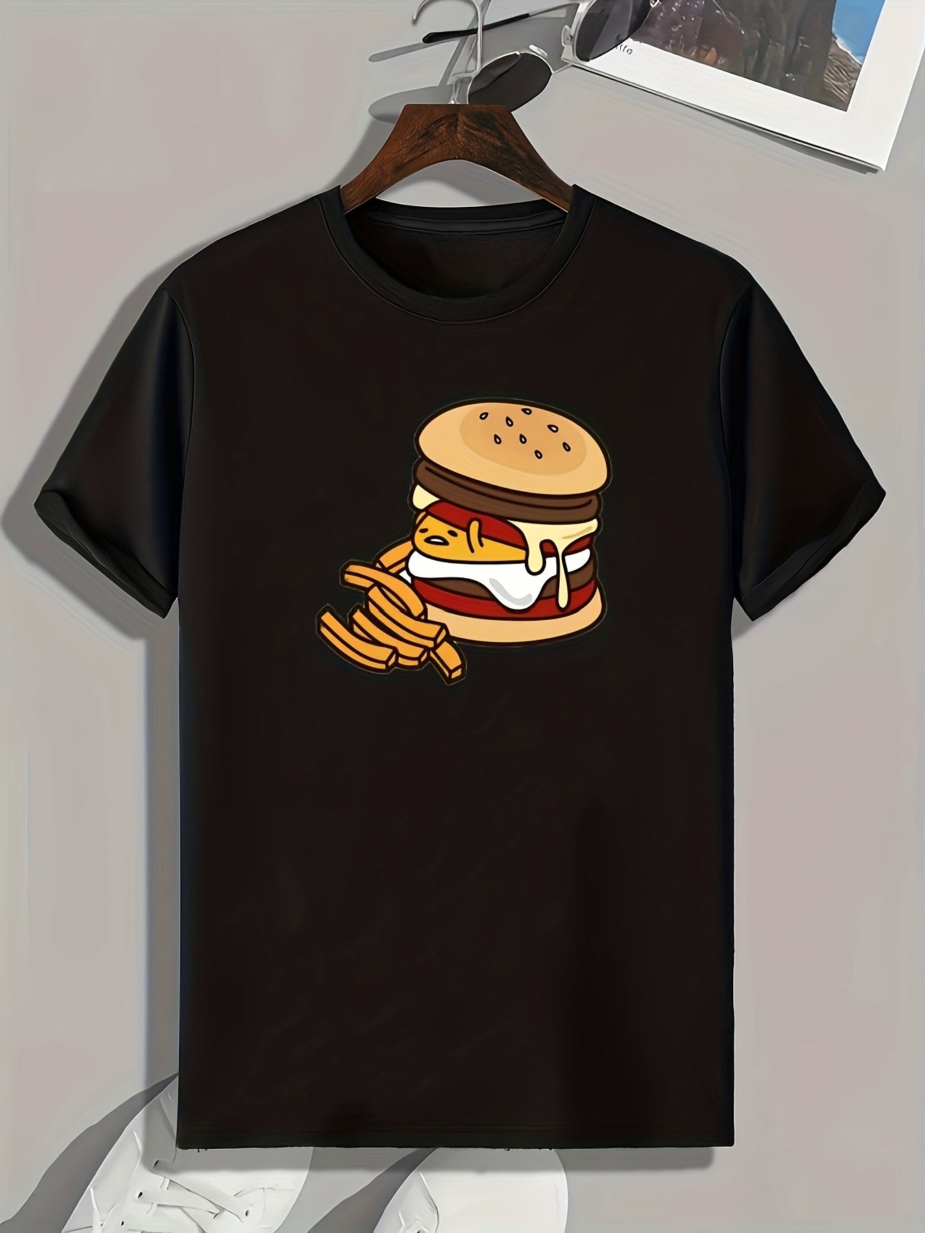 Hamburger Print Men's Tee Summer Casual Graphic T-shirt