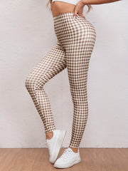 Plaid Pattern Sports Leggings High Stretch Yoga Running Fitness Tight Pants