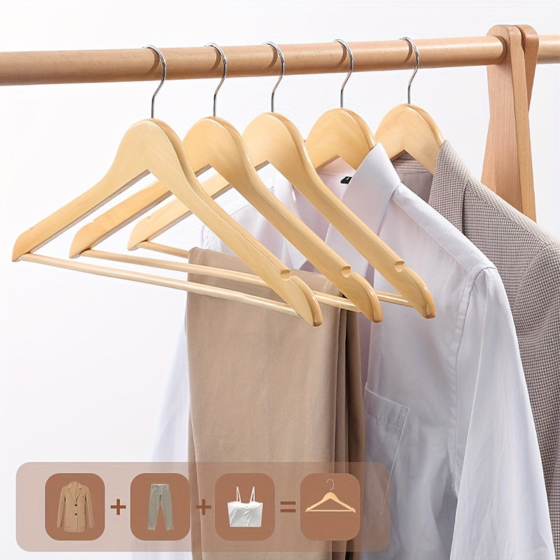 Non-Slip Wooden Clothes Hangers - Solid Wood Hangers for Closet