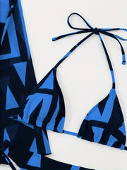 Halter Triangle Bikini Set with Cover Up
