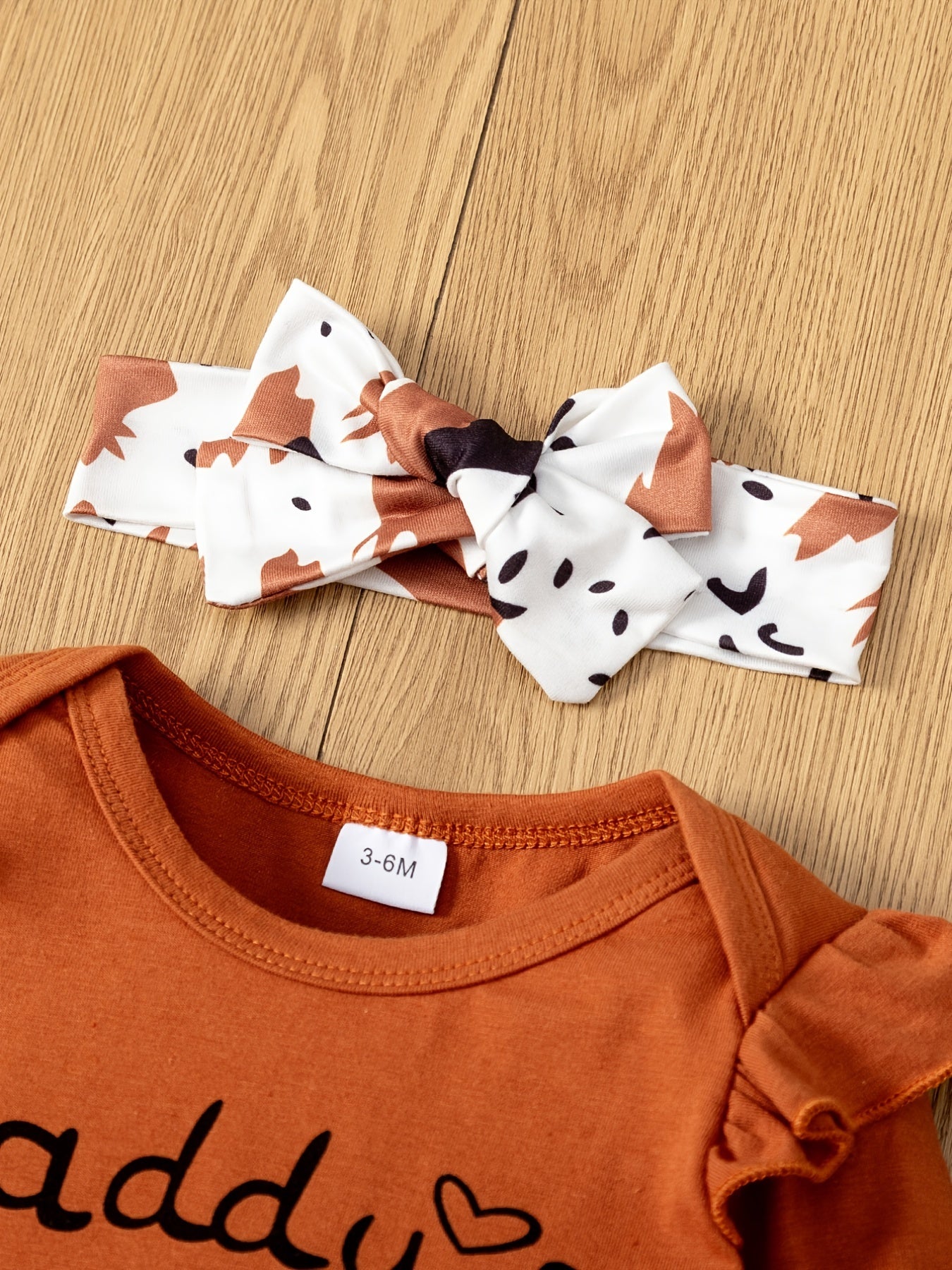 3pcs Daddy Is My Hero Romper & Dinosaur Pants & Hairband