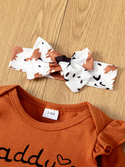 3pcs Daddy Is My Hero Romper & Dinosaur Pants & Hairband