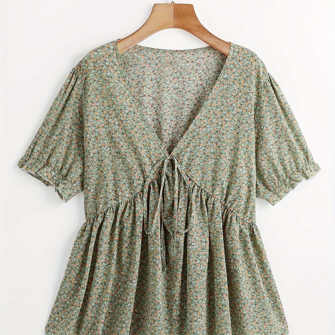 Boho Blouse Women's V Neck Knot Peplum Top