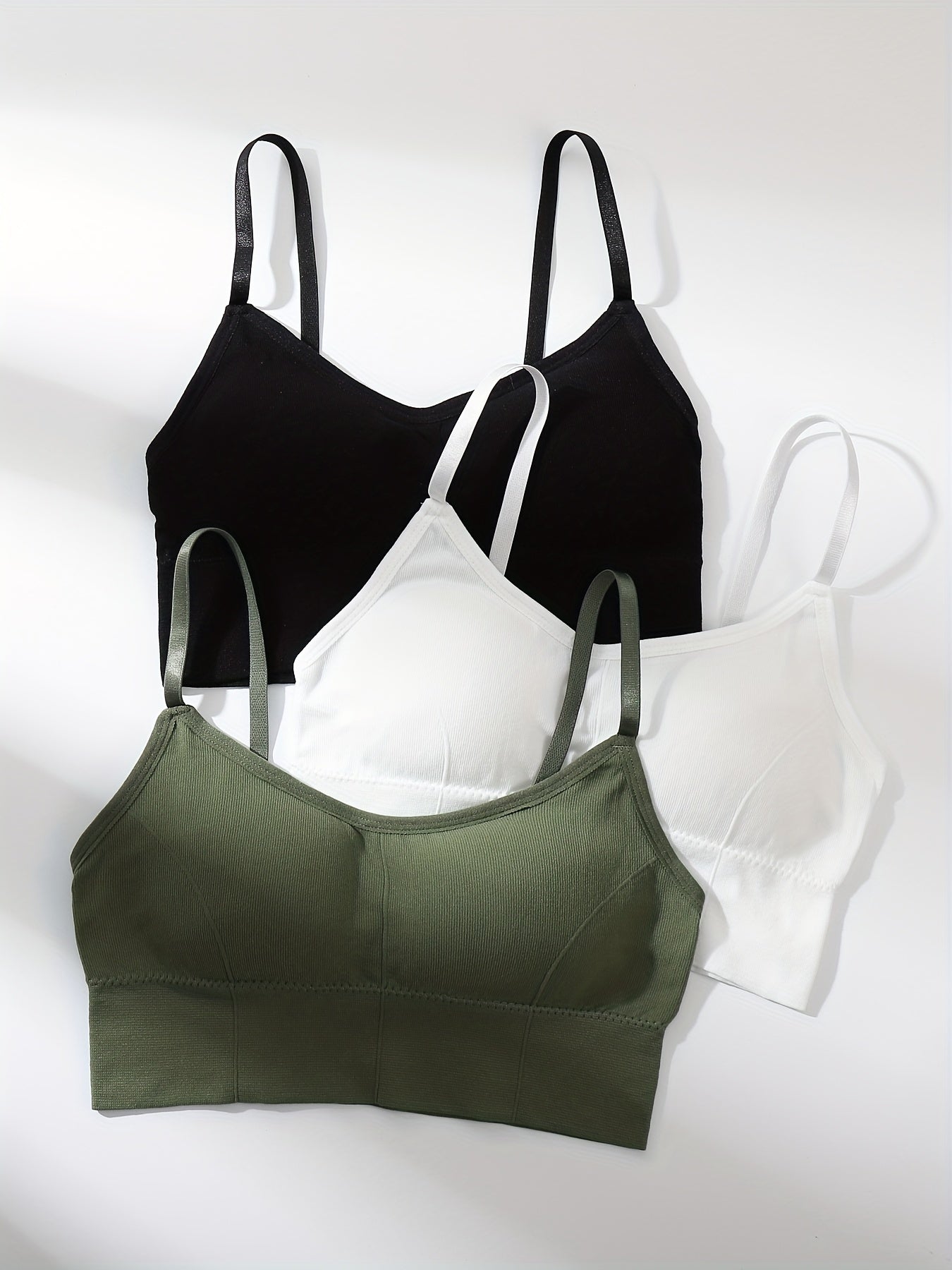 3pcs Solid Cami Tops Soft & Comfy Crop Top Women's Lingerie