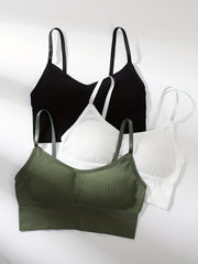 3pcs Solid Cami Tops Soft & Comfy Crop Top Women's Lingerie