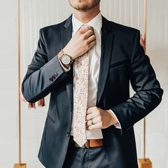 Men's Floral Print Cotton Skinny Tie