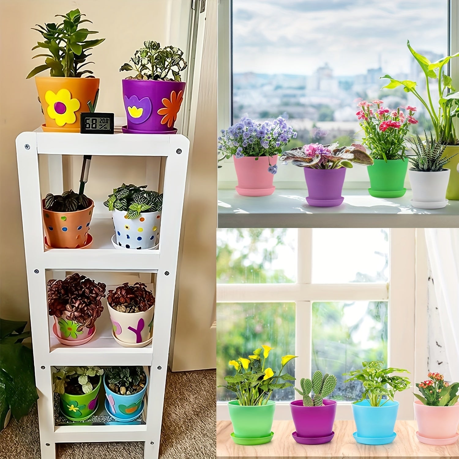 16pcs Plastic Planters Indoor Flower Plant Pots Mini Flower Seedlings Nursery