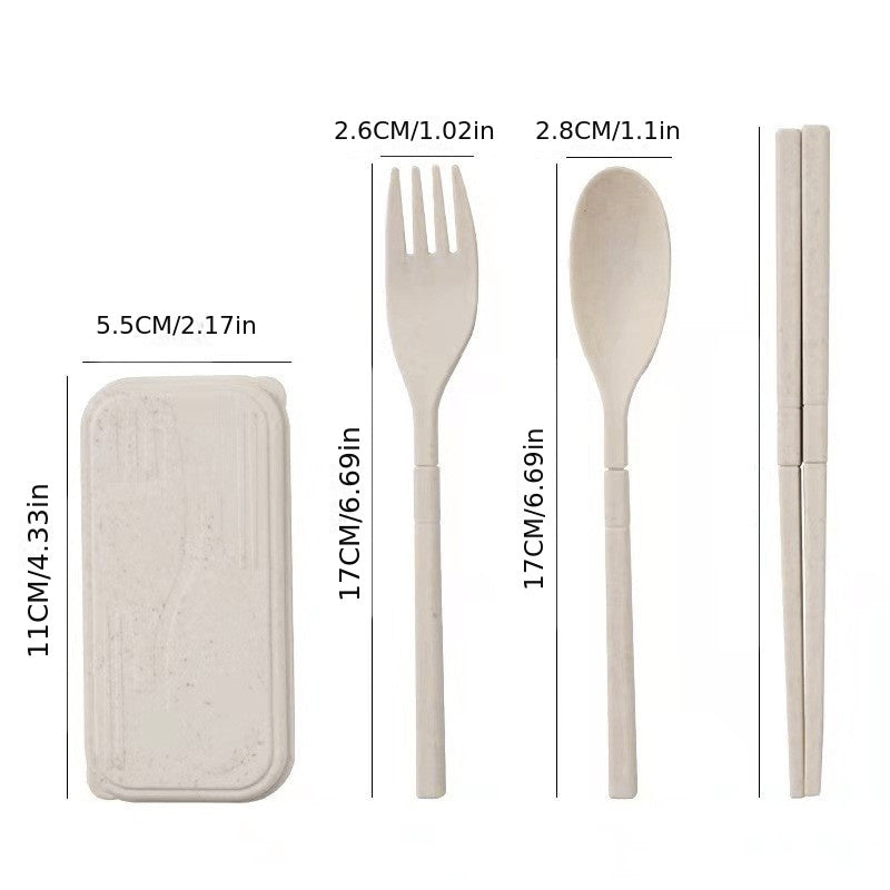 4pcs Reusable Utensils Set With Case for Camping, Picnic, Travel