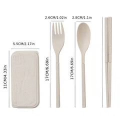 4pcs Reusable Utensils Set With Case for Camping, Picnic, Travel