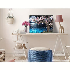 Pink Magnolia Tree Wall Art Moon Canvas 8-96cm