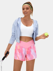 Tie Dye High Waist Gym Shorts With Pockets