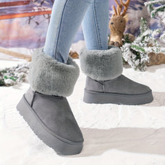 Women's Plush Lined Thermal Snow Boots Non Slip Winter Warm Shoes