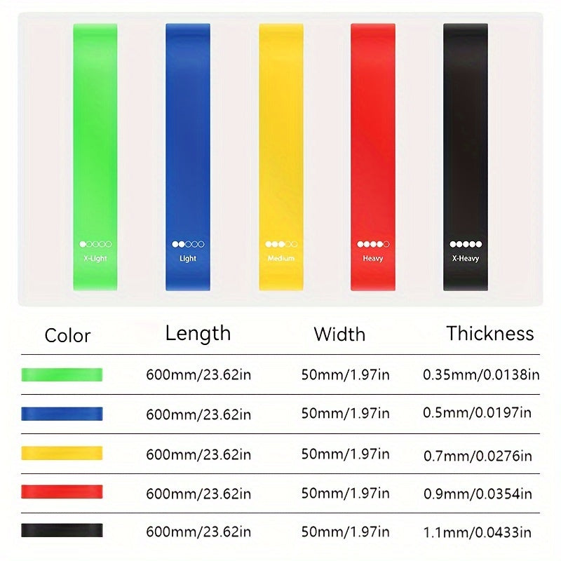 5pcs TPE Elastic Resistance Bands for Yoga Exercise & Stretching
